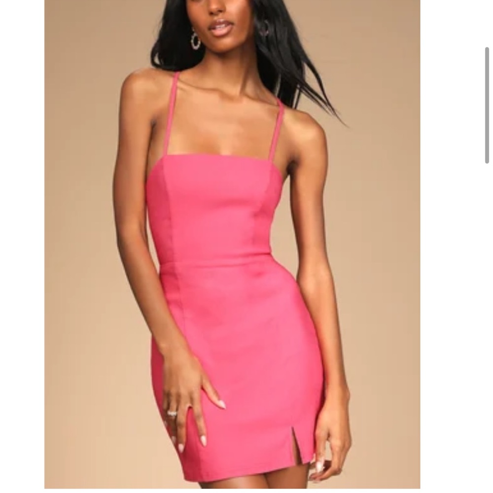Lulus Curves Ahead Hot Pink Lace Up Bodycon Mini Dress